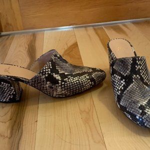 J Crew High Block Heels in Faux Snakeskin